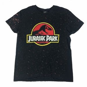 Jurassic Park Logo Retro All Over Print Single Side Dinosaurs T-Shirt Size M/L